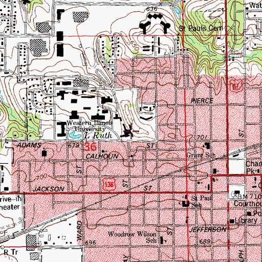 Topographic Map of Lincoln Hall, IL
