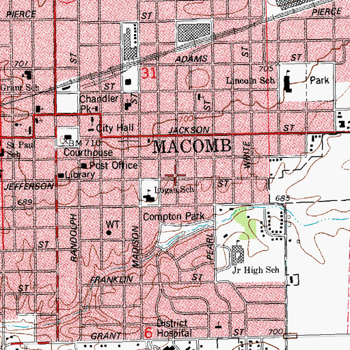 Topographic Map of Macomb Alliance Church (historical), IL