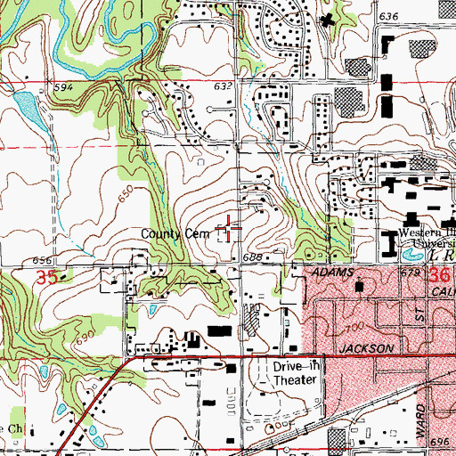 Topographic Map of Macomb Cemetery, IL