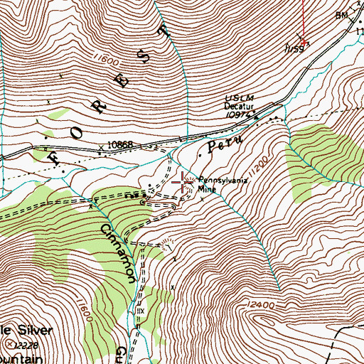 Topographic Map of Pennsylvania Mine, CO