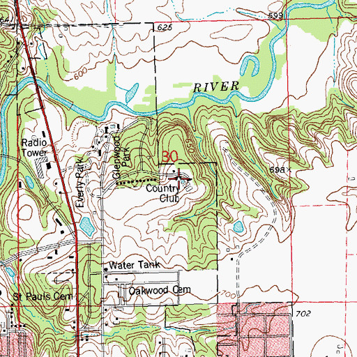 Topographic Map of Macomb Country Club, IL