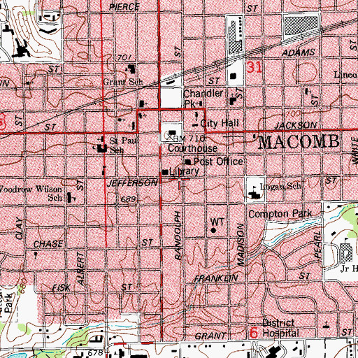 Topographic Map of Macomb Free Methodist Church (historical), IL