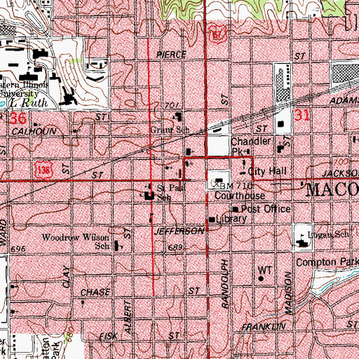 Topographic Map of McDonough County Jail, IL