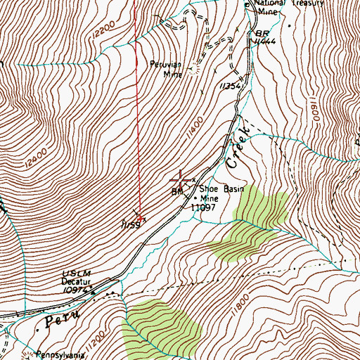 Topographic Map of Shoe Basin Mine, CO
