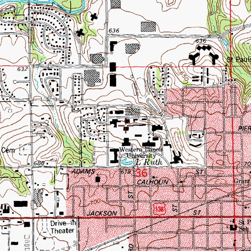 Topographic Map of Memorial Hall, IL