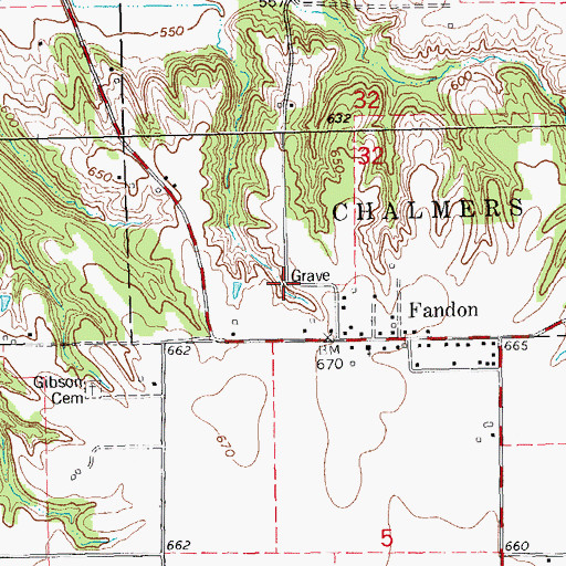 Topographic Map of Miler Grave, IL