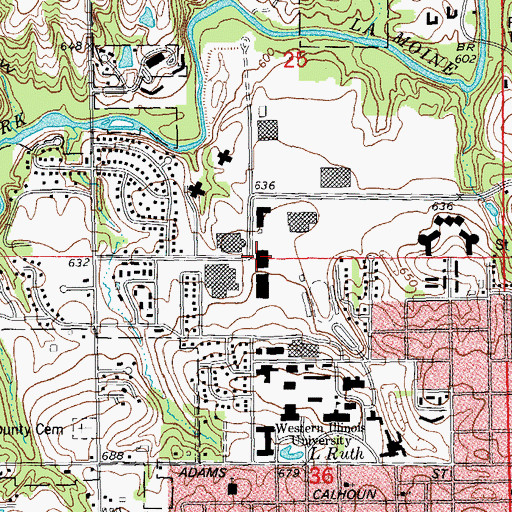 Topographic Map of Morgan Hall, IL