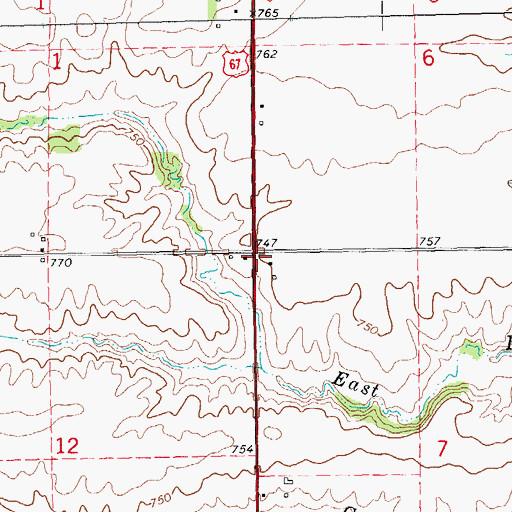 Topographic Map of New Bradford Christian Church (historical), IL