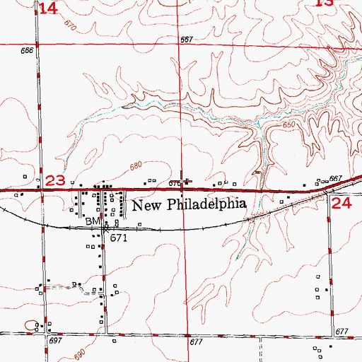 Topographic Map of New Philadelphia School (historical), IL