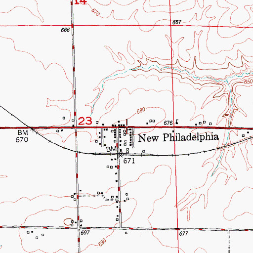 Topographic Map of New Philadelphia United Methodist Church, IL