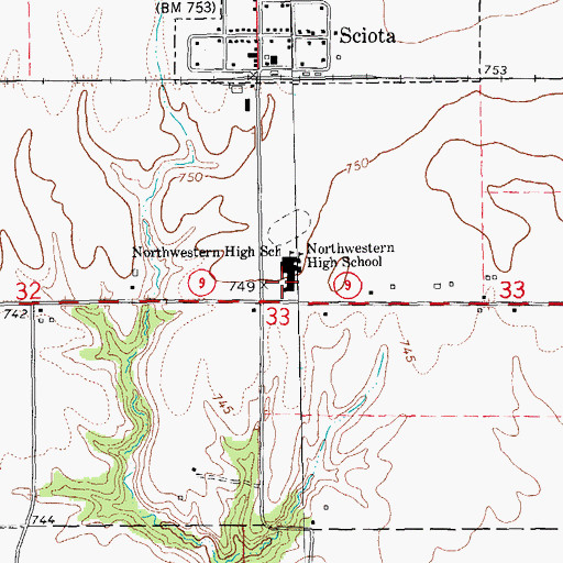 Topographic Map of Northwestern Junior High School, IL