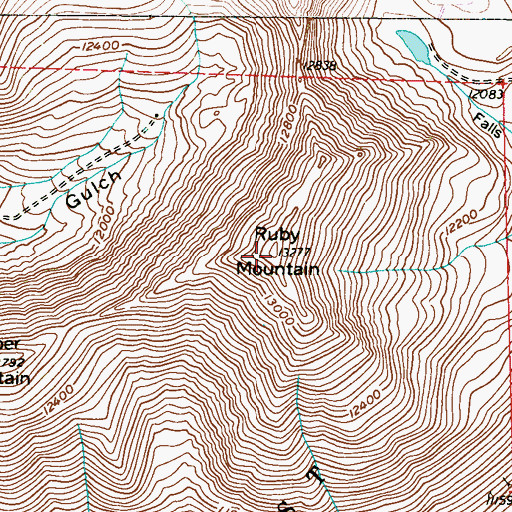Topographic Map of Ruby Mountain, CO