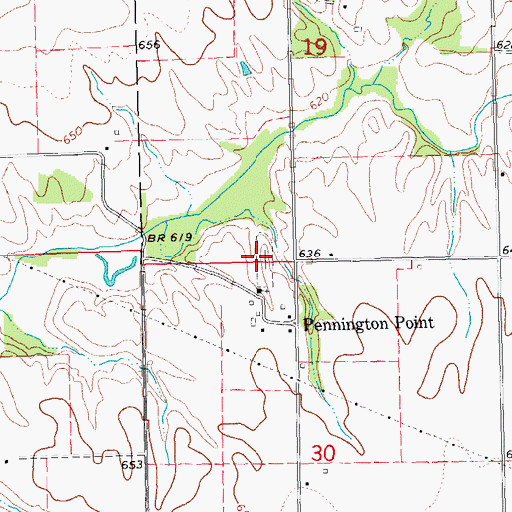 Topographic Map of Pennington Point Cemetery, IL