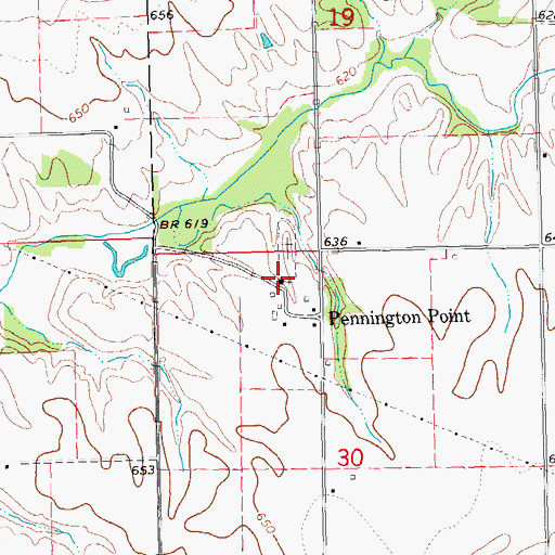 Topographic Map of Pennington Point Methodist Church (historical), IL