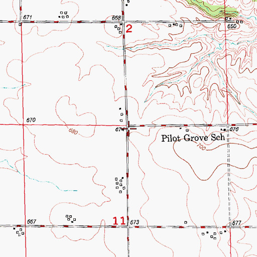 Topographic Map of Pilot Grove United Brethren Church (historical), IL