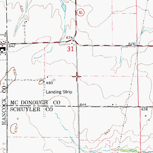 Topographic Map of Round Prairie, IL