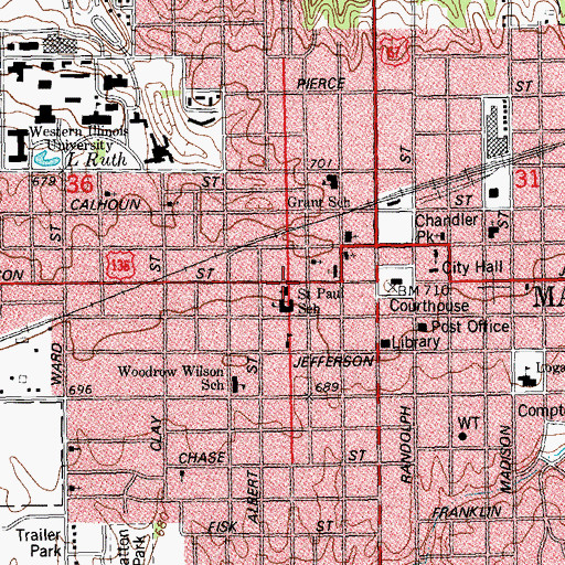 Topographic Map of Saint Pauls Catholic Church, IL
