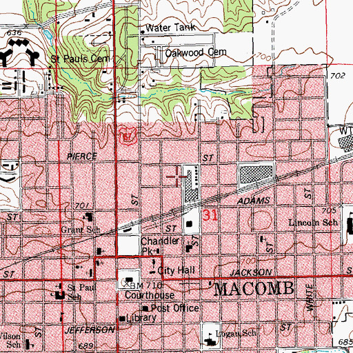 Topographic Map of Second Baptist Church (historical), IL