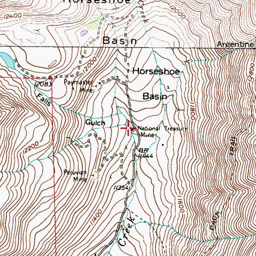 Topographic Map of National Treasury Mine, CO