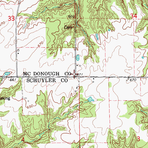 Topographic Map of Siesta Post Office (historical), IL