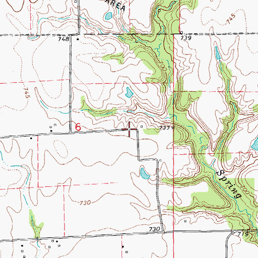 Topographic Map of Spring Creek Settlement (historical), IL
