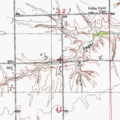 Topographic Map of Sugar Creek Cumberland Prestyterian Church (historical), IL