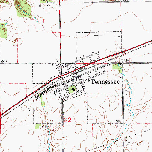 Topographic Map of Tennessee United Methodist Church, IL