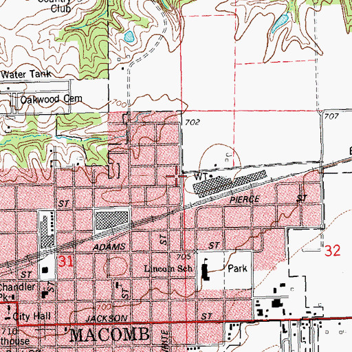 Topographic Map of Trinity Methodist Church, IL