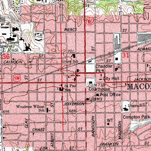 Topographic Map of Universalist Church of Macomb (historical), IL