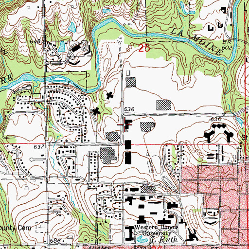 Topographic Map of Waggoner Hall, IL