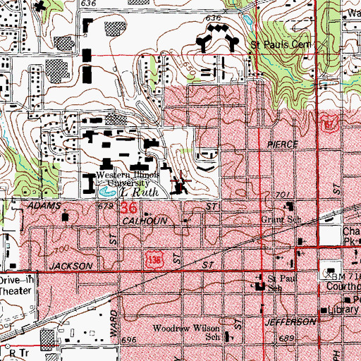 Topographic Map of Washington Hall, IL