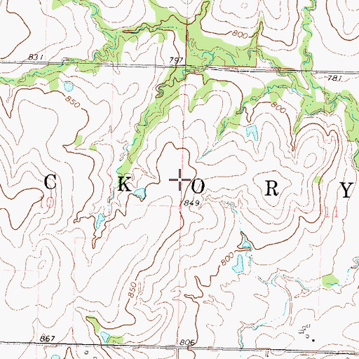 Topographic Map of Township of Hickory, OK