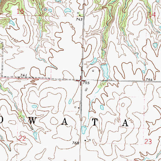 Topographic Map of Township of Nowata, OK