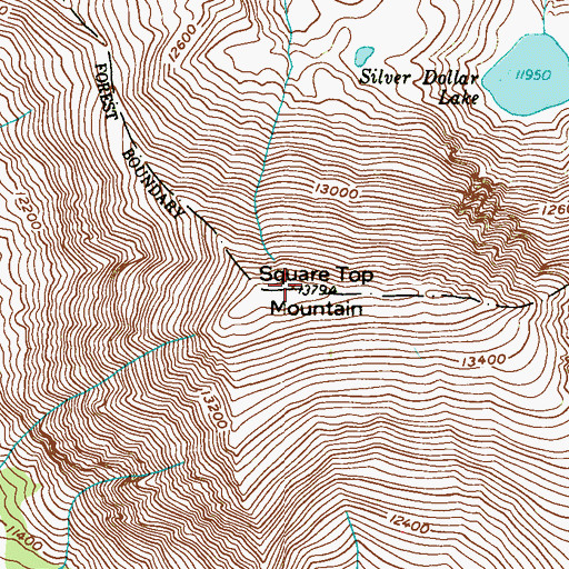 Topographic Map of Square Top Mountain, CO