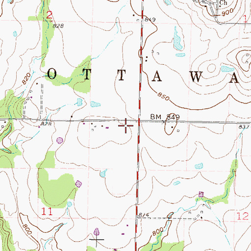 Topographic Map of Township of Ottawa, OK