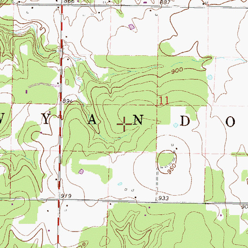 Topographic Map of Township of Wyandotte, OK