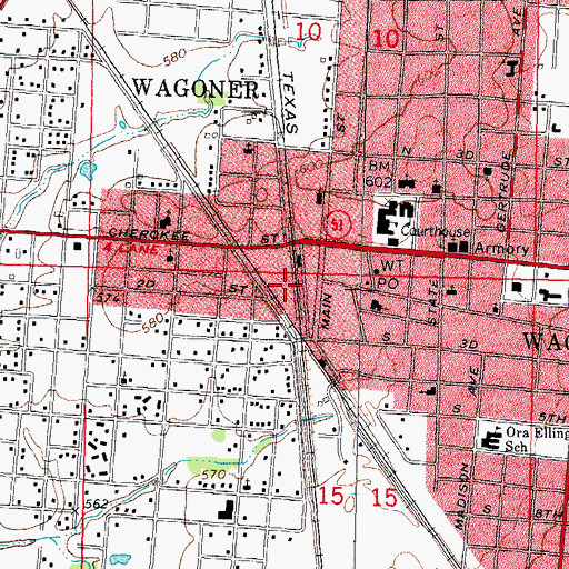 Topographic Map of Township of Blue Mound, OK