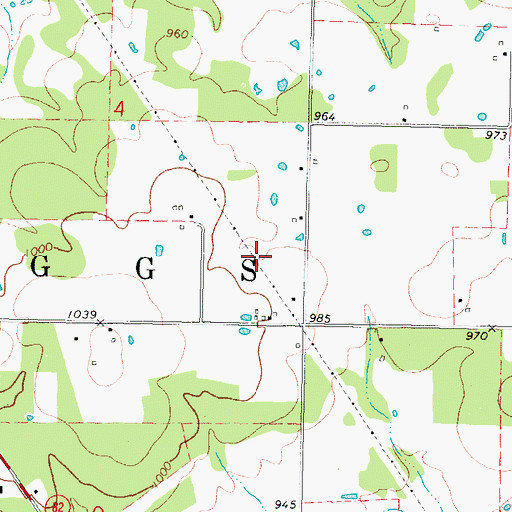 Topographic Map of Township of Peggs, OK