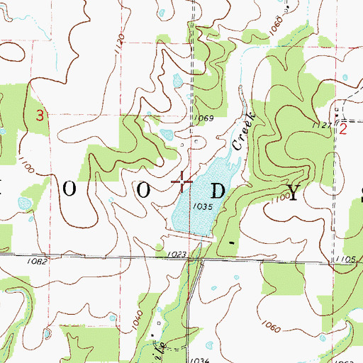 Topographic Map of Township of Moodys, OK