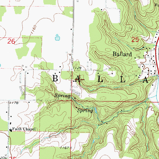 Topographic Map of Township of Ballard, OK
