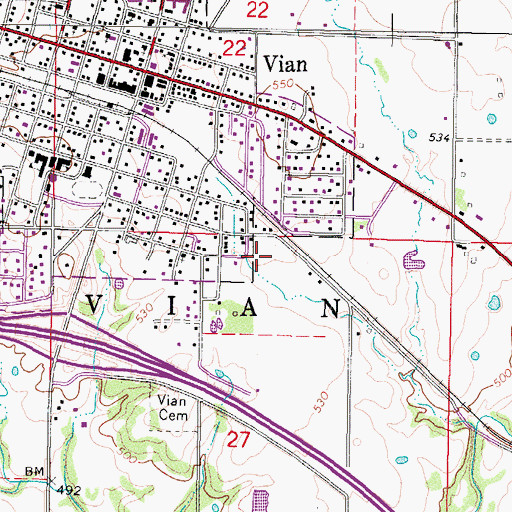 Topographic Map of Township of Vian, OK