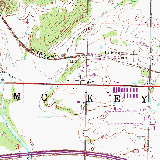 Topographic Map of Township of McKey, OK