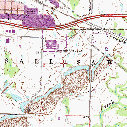 Topographic Map of Township of Sallisaw, OK