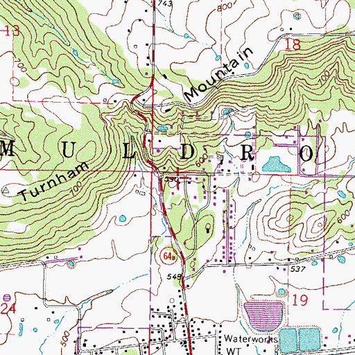 Topographic Map of Township of Muldrow, OK