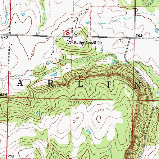 Topographic Map of Township of Darling, OK