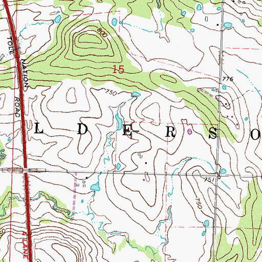 Topographic Map of Township of Alderson, OK