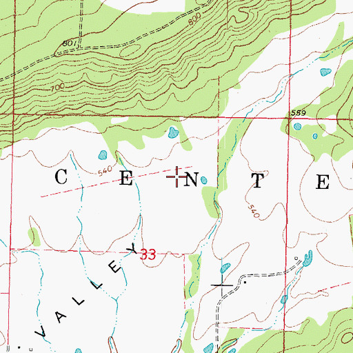 Topographic Map of Township of Center, OK