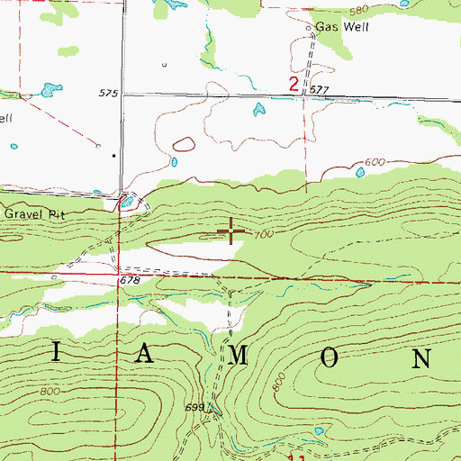 Topographic Map of Township of Diamond, OK