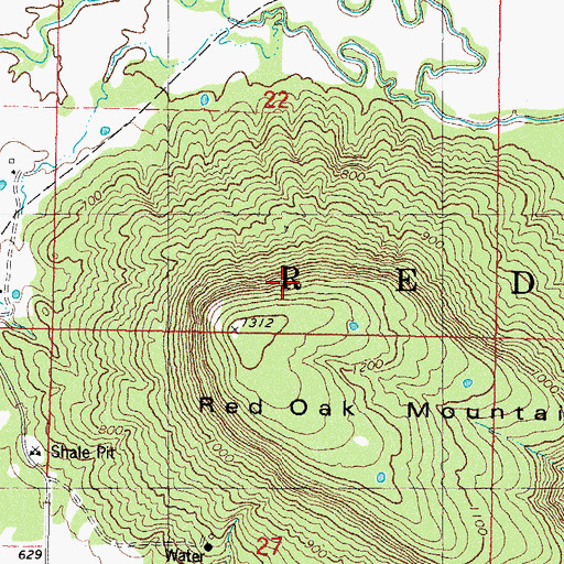 Topographic Map of Township of Red Oak, OK