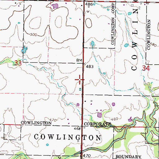 Topographic Map of Township of Cowlington, OK